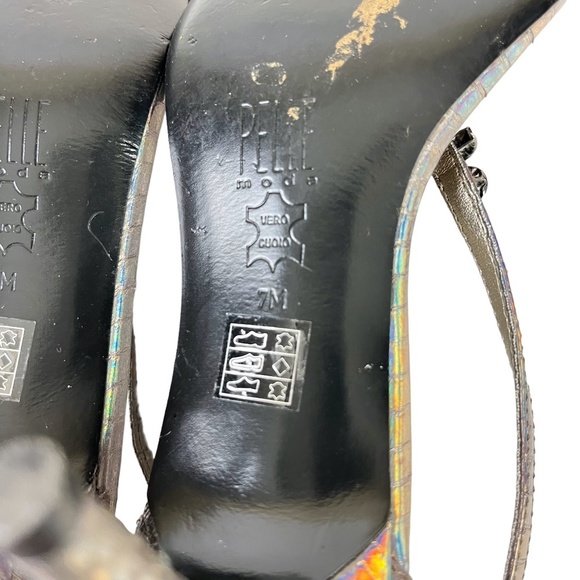 PELLE MODA Genuine Leather Rhinestone T Strap High Heels Sandals Formal Shoes 7 - Picture 14 of 16